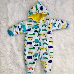 Marimekko Baby Infant Snowsuit 3M Hooded Insulated Puffer Suit Cars Trucks